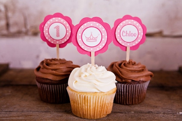 Princess-Kindergeburtstag-feiern-Muffin-Deko-Picker-Pink-Ideen-selbermachen