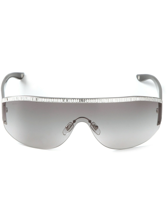 Silber-Farbe-Sonnenbrille-gerade-Form-mit-Reihe-von-Glitzerelementen-VERSACE