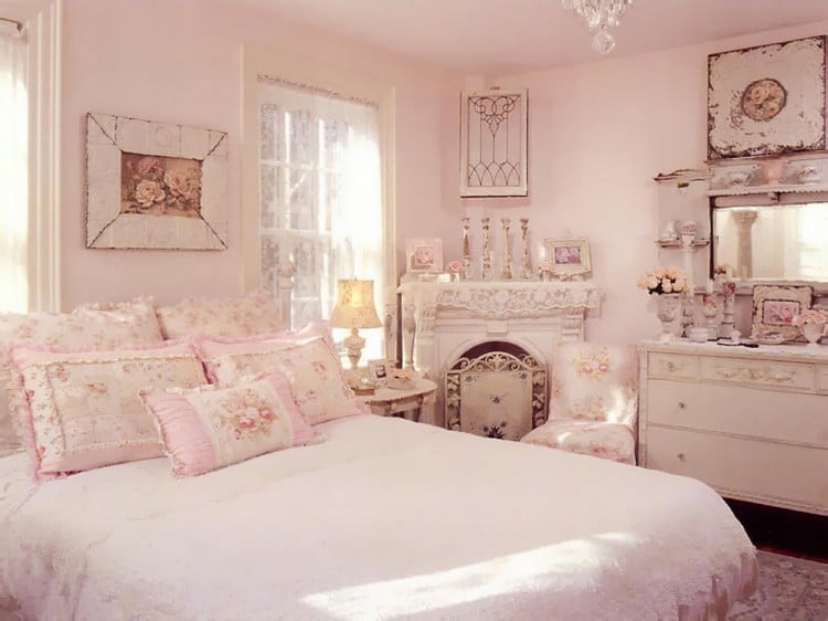 Romantisch-wohnen-shabby-chic-schlafzimmer-weiss-rosa