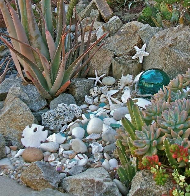Sphäre Steine schöne Gartendeko Ideen Kakteen