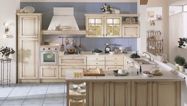 Shabby-Küche-Eckküche-harmonisches-Ambiente-gestalten-ideen-für-dekorationen