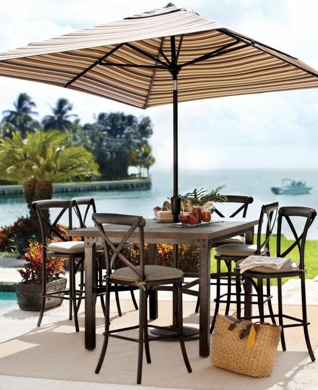 Garten Tisch Stühle Holz Bambus Sonnenschirm