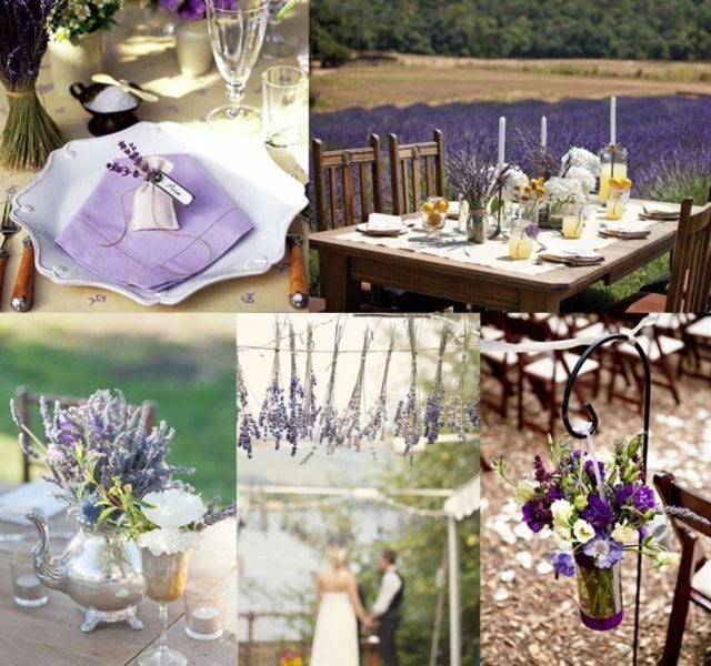Lavendel Deko -Lavendel Servietten frische Blumen Teelichter