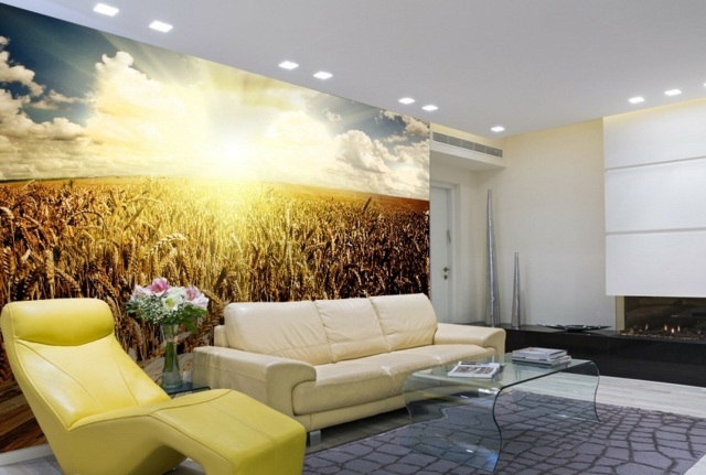 Wohnzimmer Fototapete Weizen Sommer Sonne moderne Einrichtung