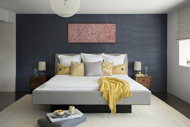 Schlafzimmer Wandfarbe streichen Muster Akzente
