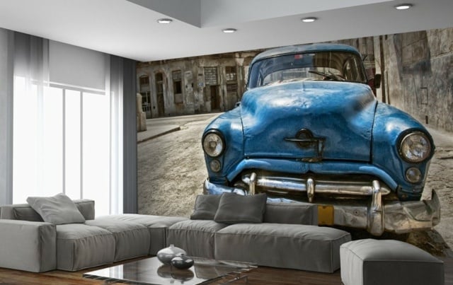 dekorieren coole Idee Fototapete retro Auto 50er