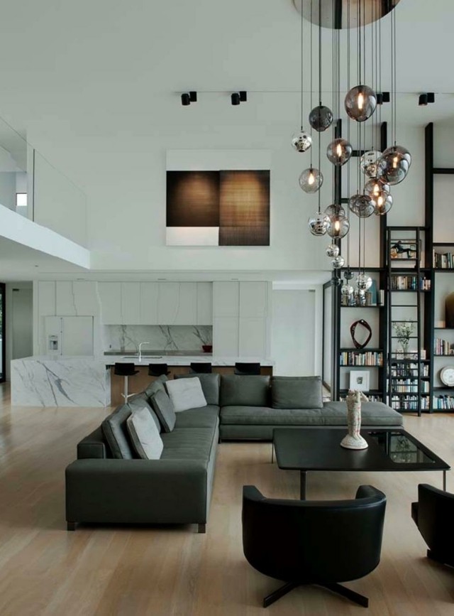 Wohnungseinrichtung hohe Decke Ideen modern minimalistisch