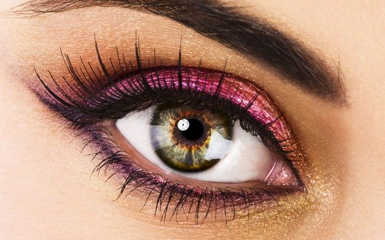 Augen schminken gruene-augen-pink-gold