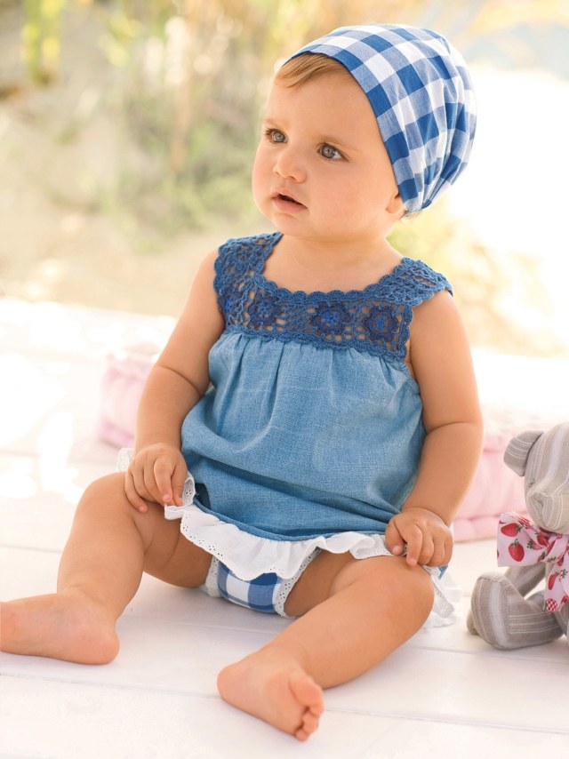 Babykleidung für Mädchen country-stil-weiss-blau