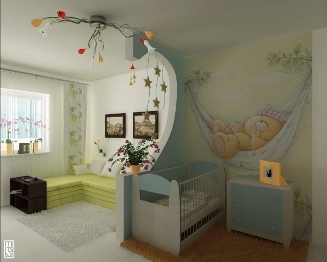 babyzimmer-farben-ideen-jungs-madchen-wandmalerei-baerchen