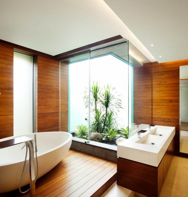 badezimmer-holzpaneele-sichtbare-Oberfläche-Holzlatten