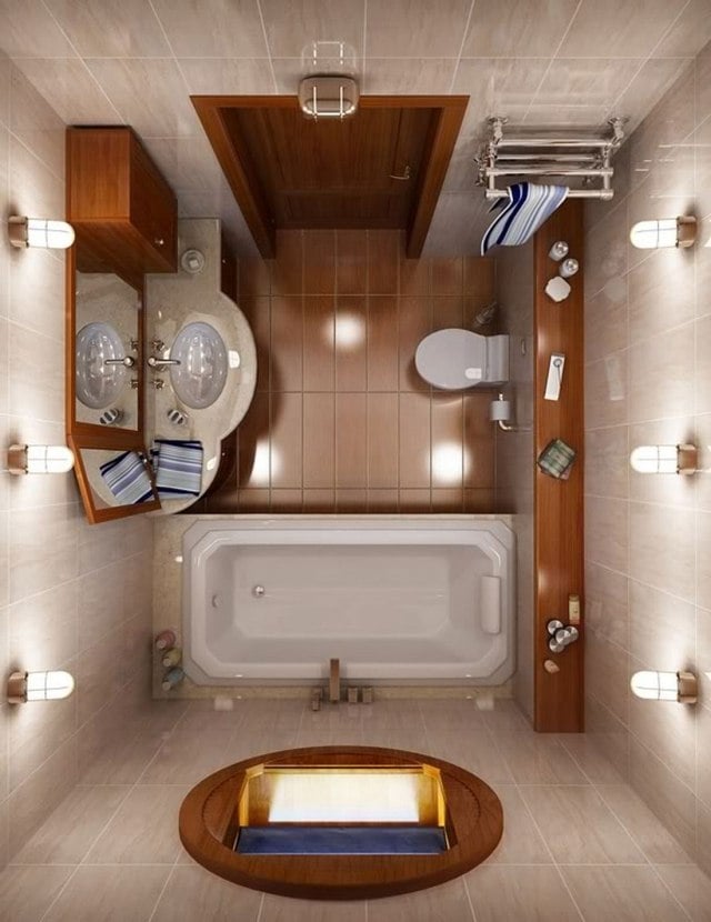 badezimmergestaltung ideen-kleine-bader-beige-braun-lage-moebel