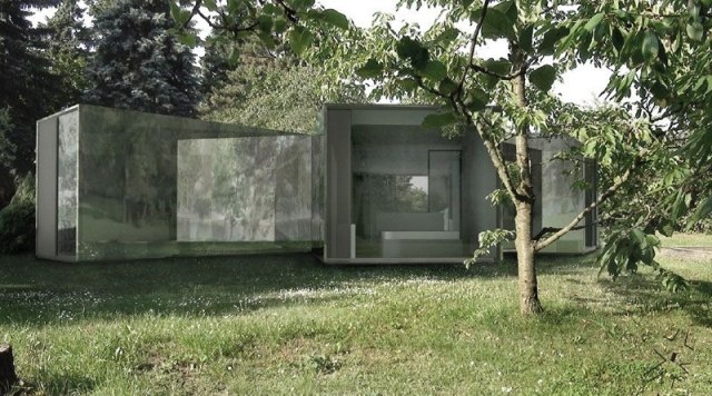 betonhaus-flachdach-sechs-fassaden-verglast-Petr-Hájek-Architekti-Chameleon-house