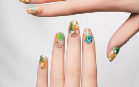 buntes nageldesign sommer look motive geometrisch abstrakt punkte