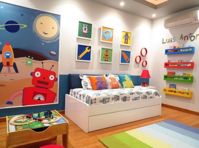 dekorationen-ideen-für-kinderzimmer-einrichten-knallige-farben-Wandmuster