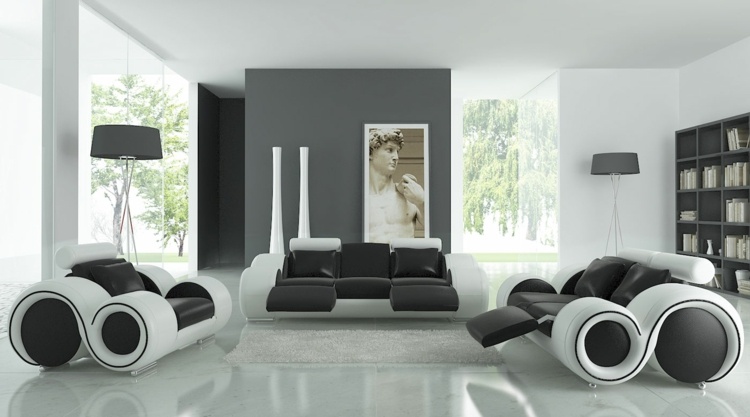einrichten wohnzimmer originell design couch fussboden hochglanz