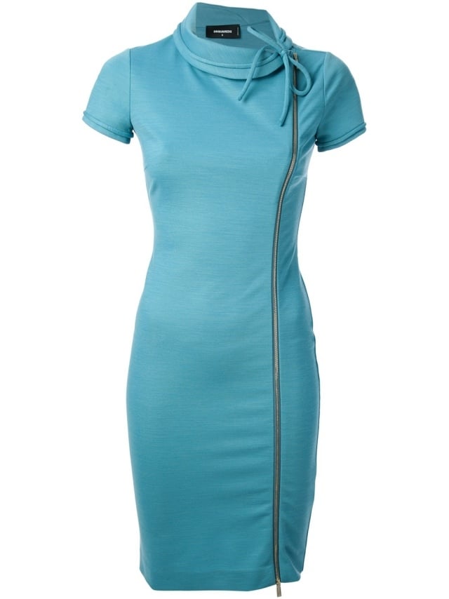 enges-Kleid-blau-reißverschluss-2014-Trends-Blusenkleid-DSQUARED2