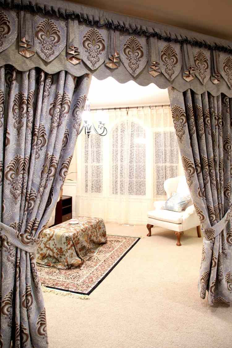 gardinen design wohnzimmer-bleu-fleur-vintage