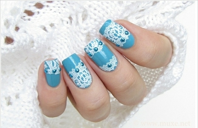 hellblau spitze nagellack nail art selbermachen