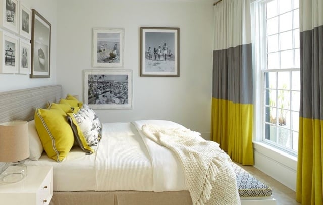 ideen-kleines-schlafzimmer-vorhange-drei-farben-stuecke