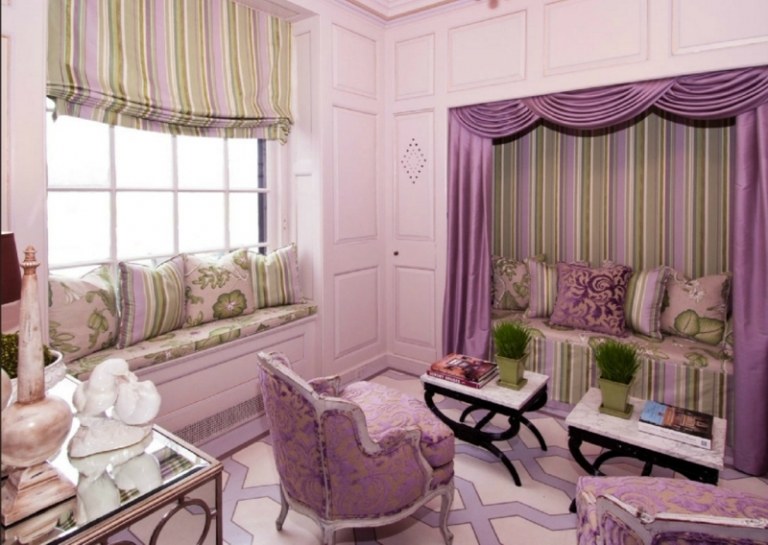 jugendzimmer für mädchen lila rosa vintage design wandnische tagesbett