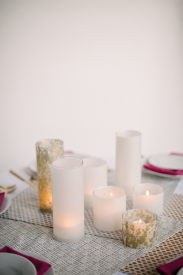 Tischdekoration aus Kerzen