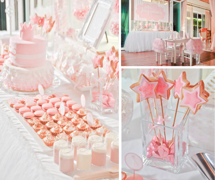 kindergeburtstag feiern ballerina rosa farbe sterne desserts torte