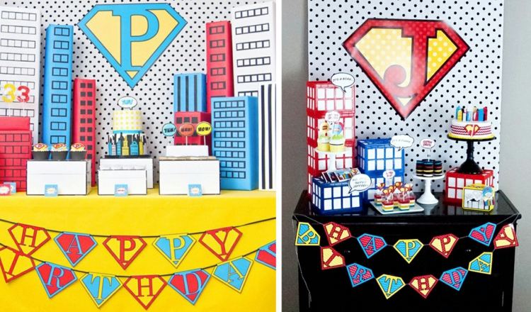 kindergeburtstag feiern superman helden thema bunt farben jungen