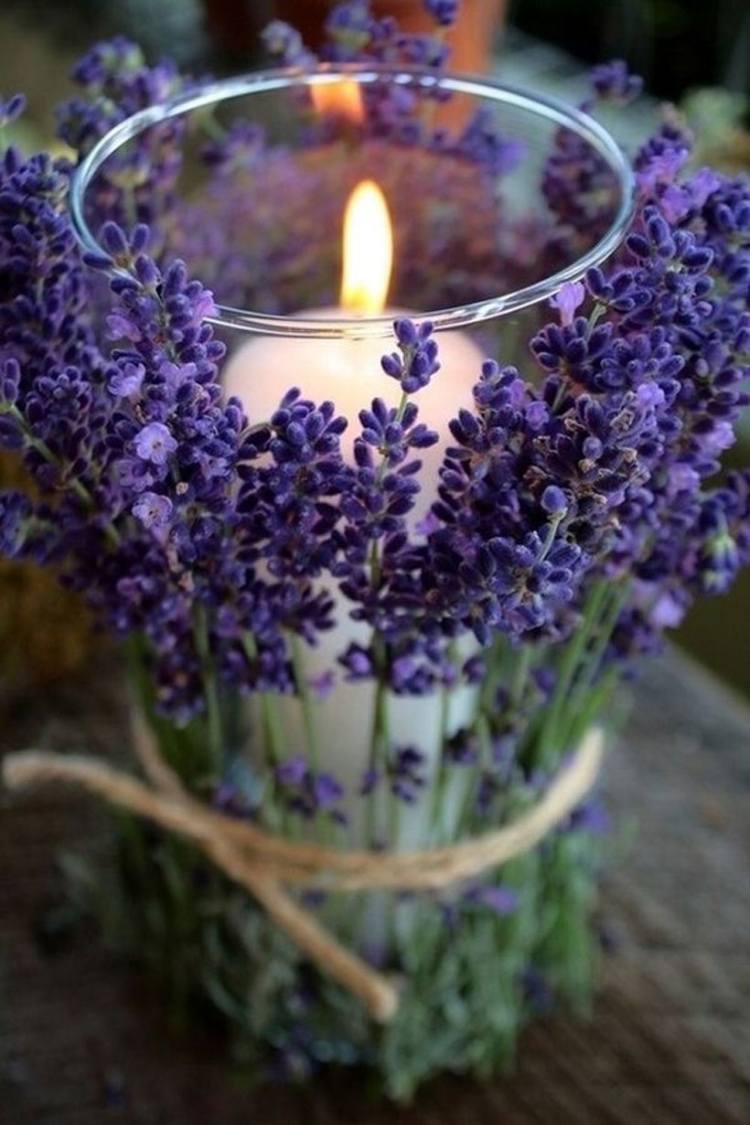 Lavendel Deko -kerze-teelicht-glas-schoen-romantisch-duft