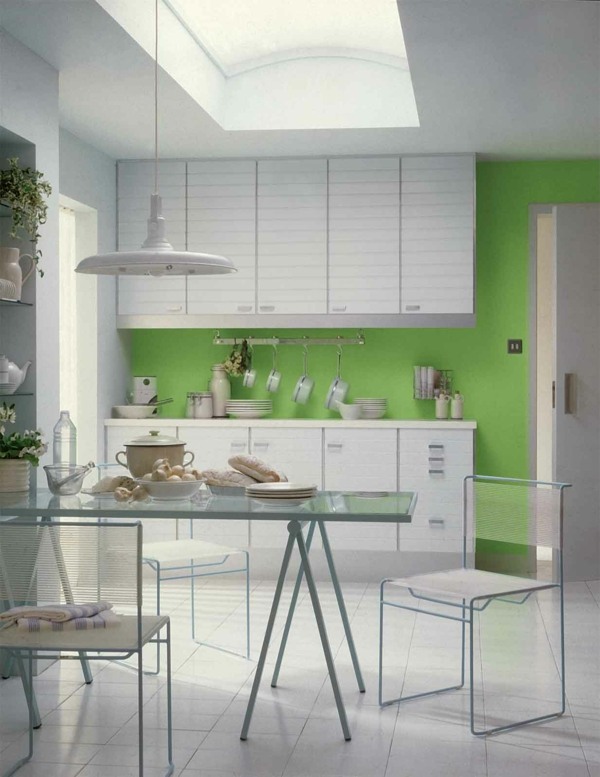 moderne-Küche-mit-Grün-und-Metall-Ausstattung