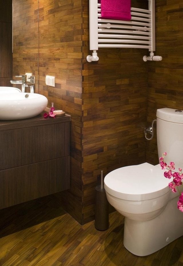 moderne badezimmer fliesen-holz-optik-wand-boden-keramik-sanitaer