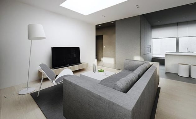 moderne-möbel-wohnzimmer-minimalistischer-grundriss-wohnwände-grau-weiß