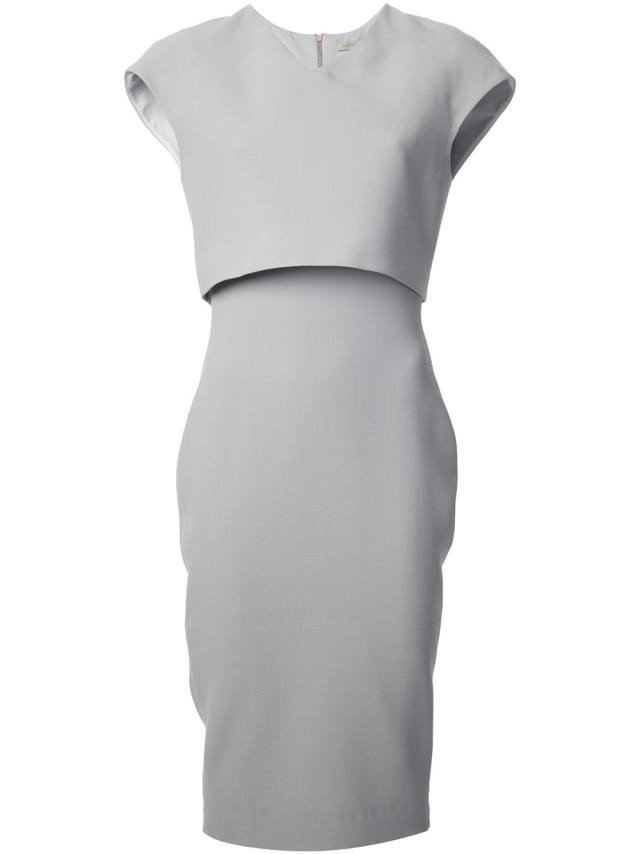 modernes-Blusenkleid-grau-teilliert-mode-2014-victoria-beckham