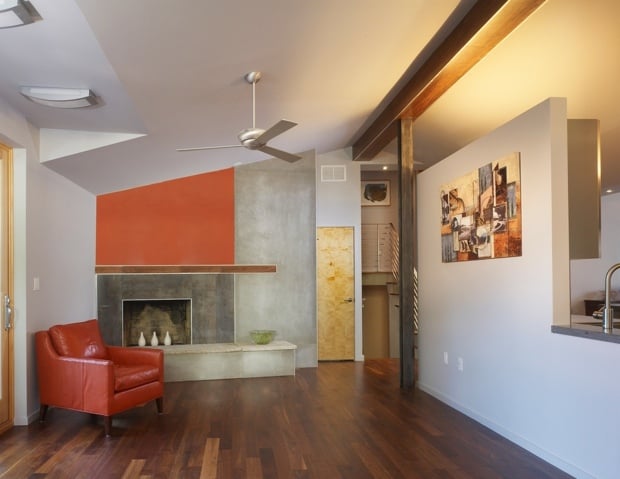 Wohnzimmer-Farbgestaltung Orange Akzentwand