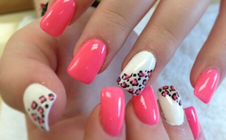 naegel lackieren leopard weiss rosa idee manikuere