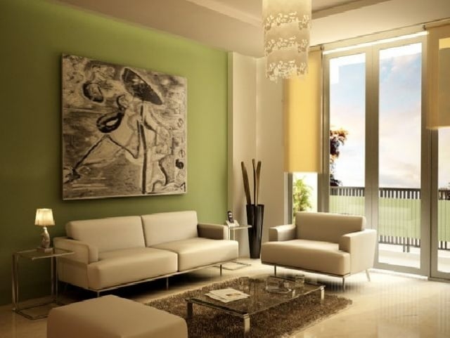 olivengrün-wände-streichen-beige-wohnzimmermöbel-ideen