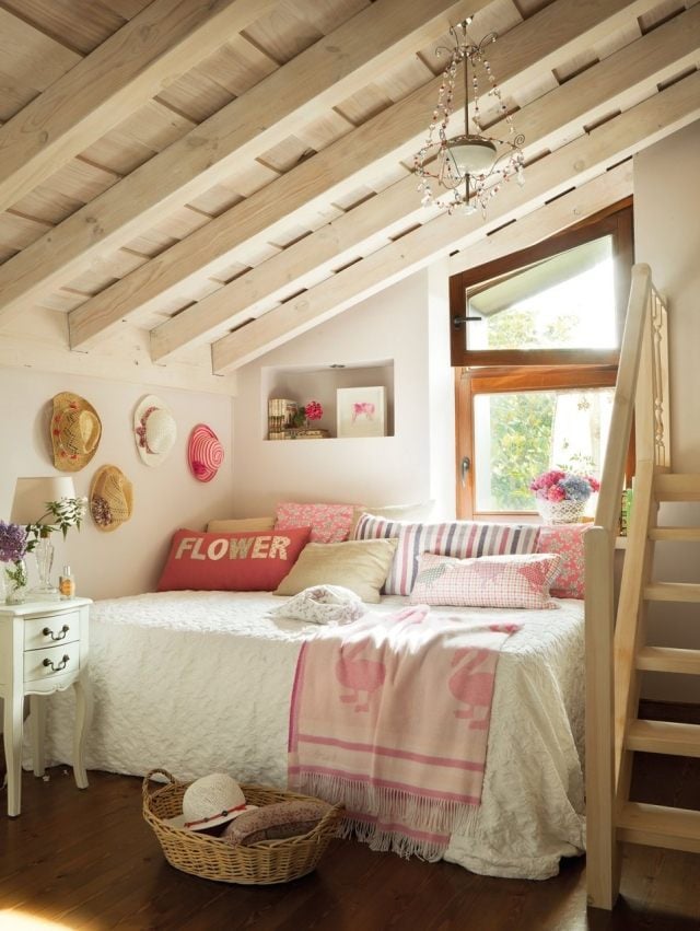 Schlafzimmer Ideen dachschräge gestaltung-shabby-chic-look-romantisch
