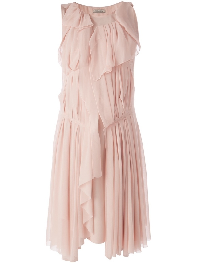 trendiges-Kleid-Sommer-2014-rosa-chiffon-drapiert-nina-ricci