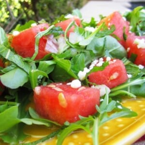 Wassermelone und Salatdressing