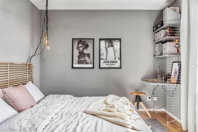 wohnideen-schlafzimmer-farbgestaltung-wände-grauer-hintergrund-elegant