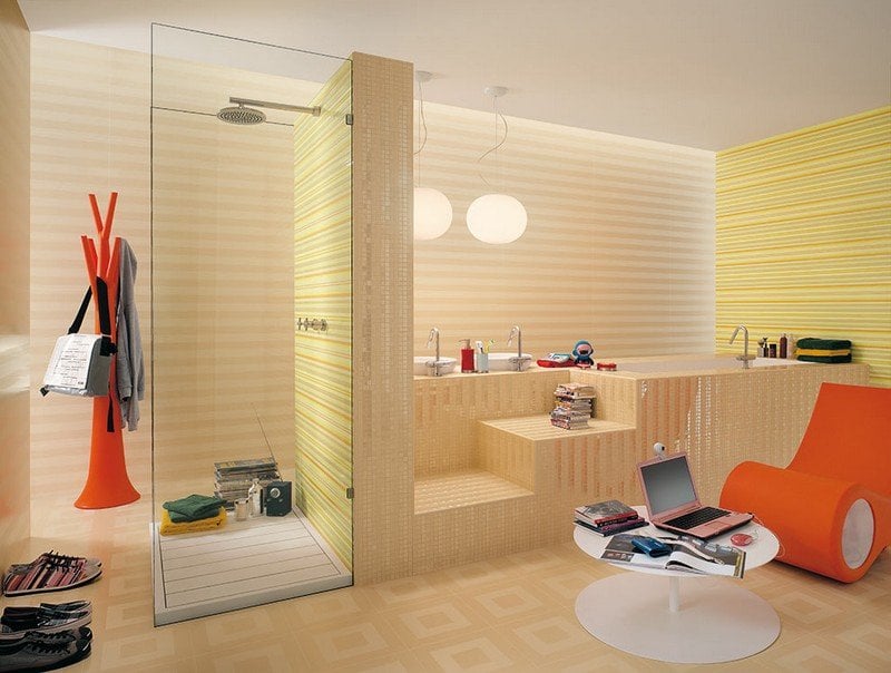 Badezimmer Fliesen Ideen Textur-Streifen-Muster