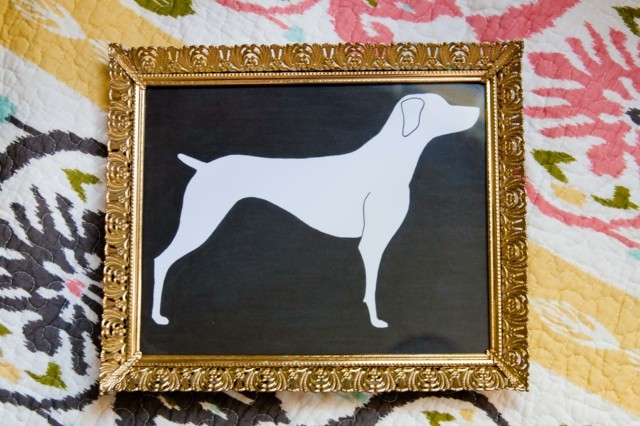 Gold schwarze Tafelfarbe Hund Silhouette