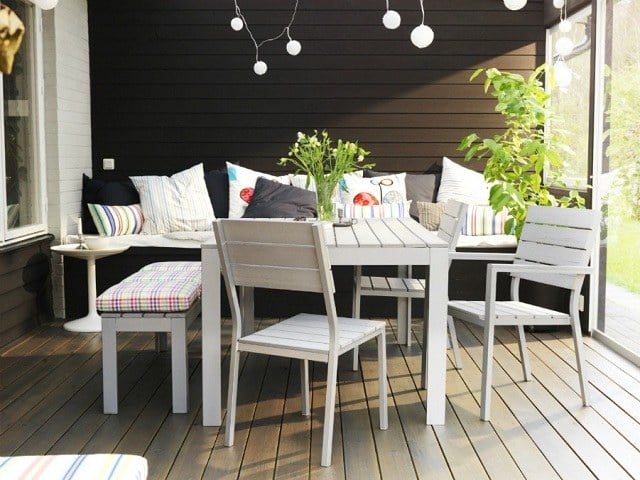 Stühle Tisch weiß Holz Designer Gartenmöbel