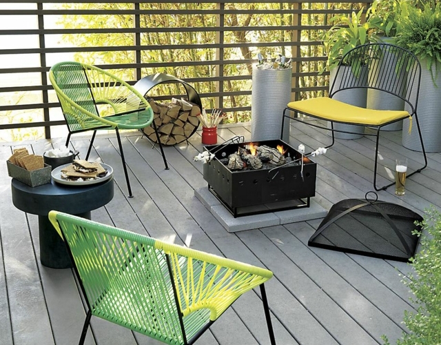 Gartenmöbel Designer handgeflochtene Stühle grün gelb