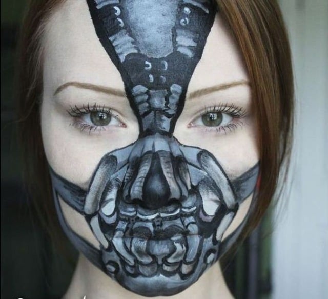 Frauen Makeup Batman inspiriert Totenkopf bemalen