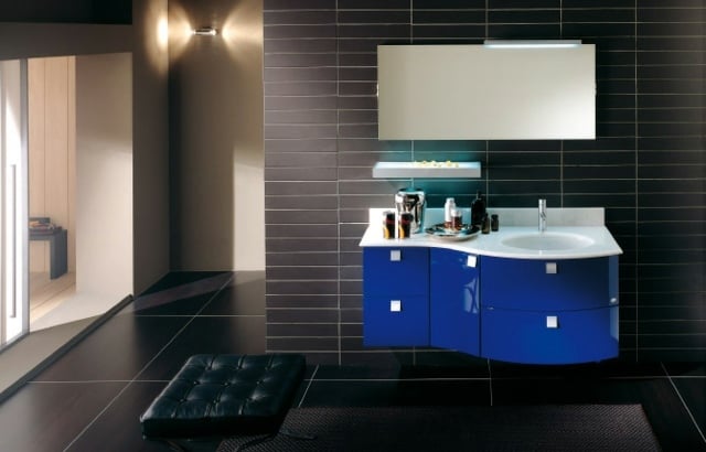 Indigo-Blau-Waschbeckenunterschrank-Wandspiegel-Leder-Sitzbank