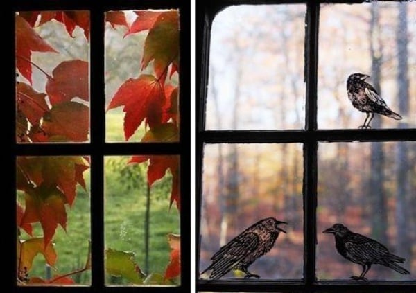 Kinderbasteln-Ideen-schöne-Fensterbilder-im-Herbst-bastel-und-malvorlagen