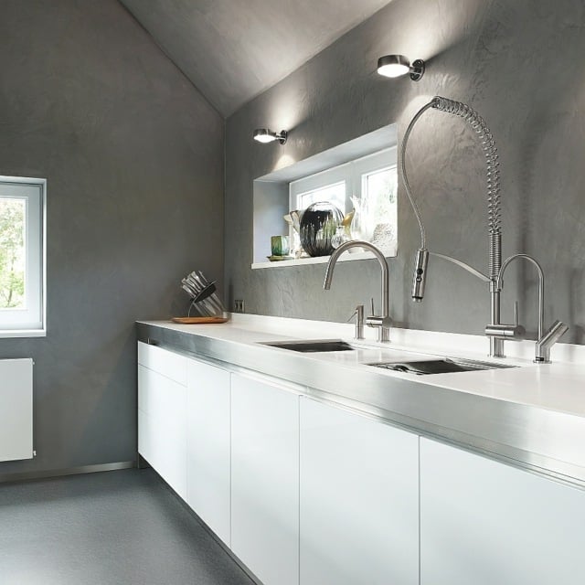 Küchenarmatur Edelstahl stilvoll elegant Waschbecken Design Ideen