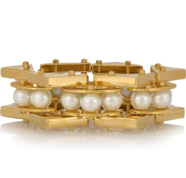 Lele-Sadoughi-Satellite-Goldenes-Armband-unechte-perlen