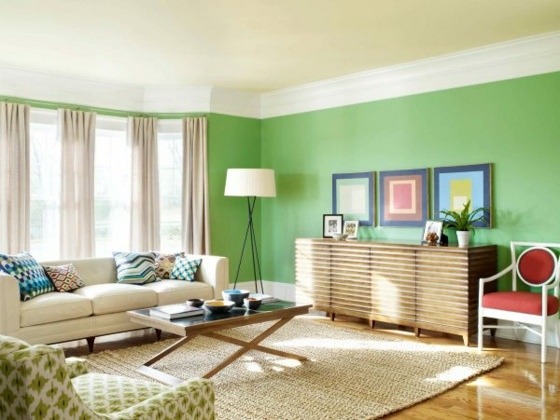 Retro-Stil-Wandgestaltung-Ideen-Wandfarbe-Grün